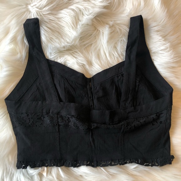 NWT intimately Free Boho Black Lace Crop Top Sz M - Picture 3 of 6